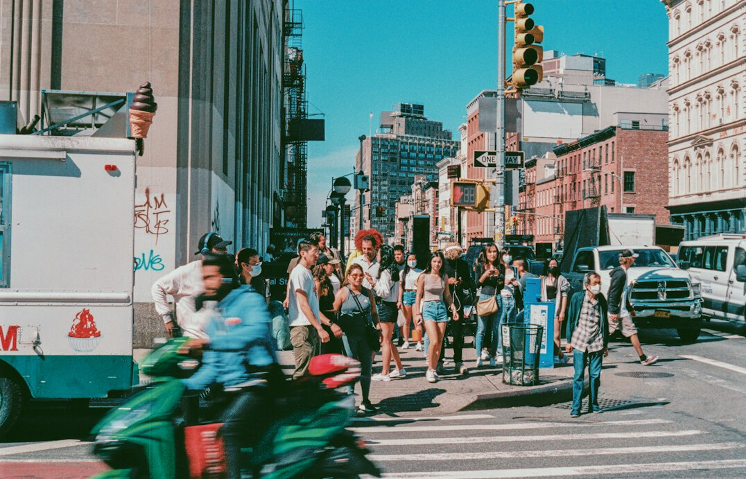 crowd of people in city